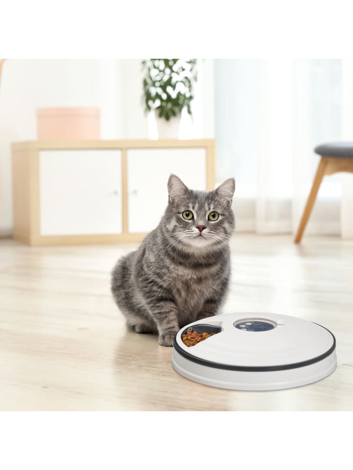 relaxdays Futterautomat Katze in Weiß/ Grau günstig kaufen onesize