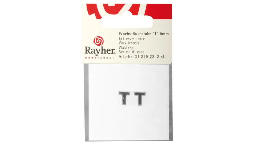 Rayher Wachsbuchstaben -T- silber 9mm 2Stück