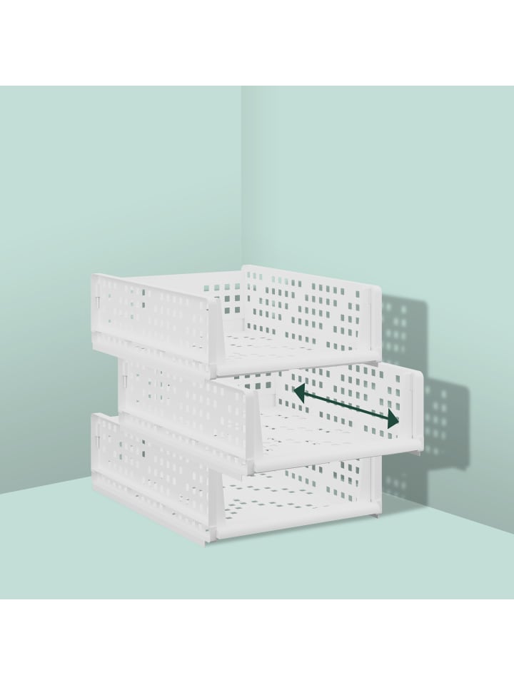 relaxdays 3 x Schrank Organizer in Weiß - (B)33,5 x (H)13 x (T)43,5 cm günstig kaufen onesize