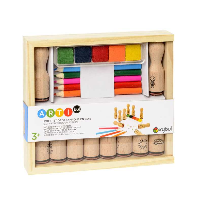 Coffret 10 tampons en bois Oxybul