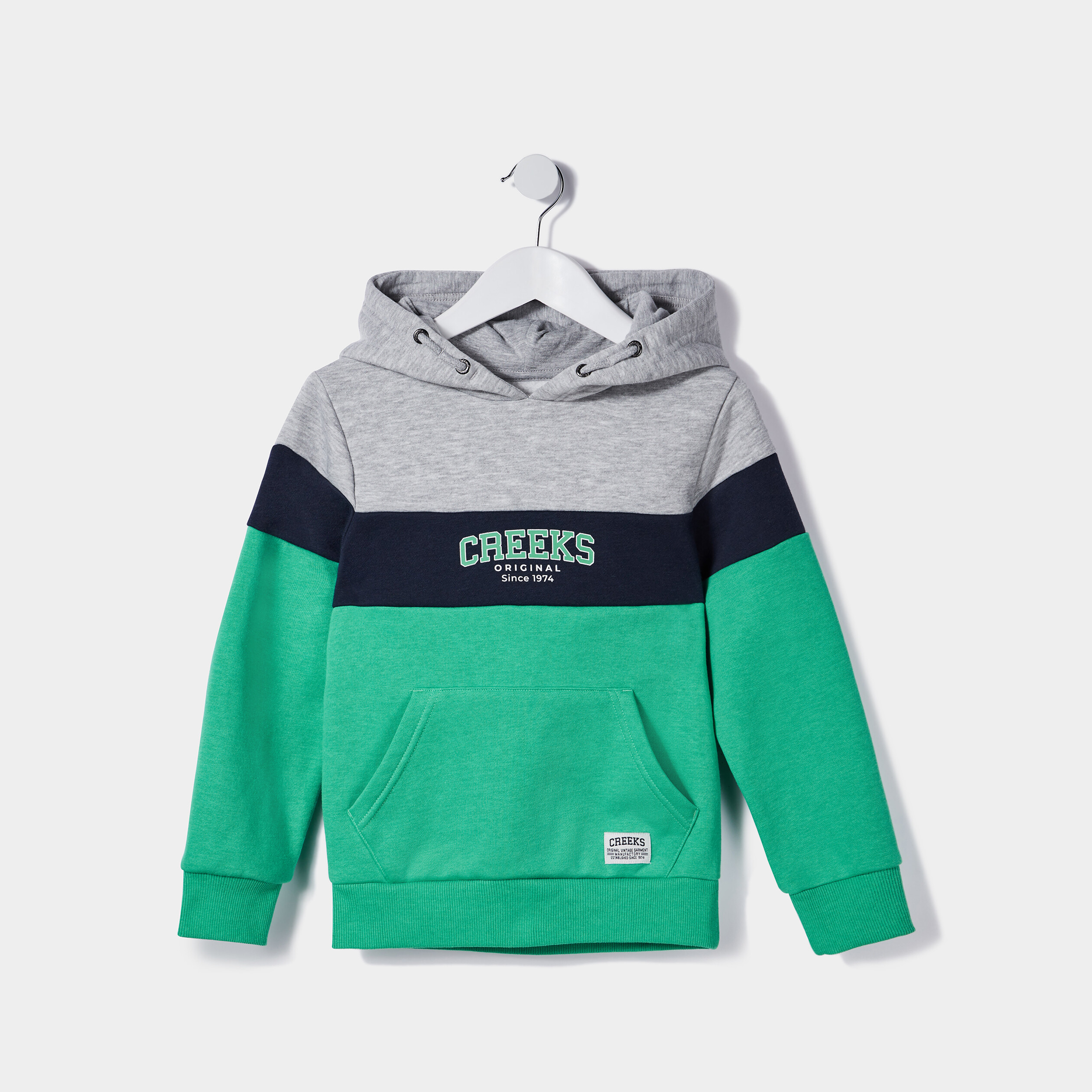 Sweat à capuche hoodie 1 poche Creeks vert garçon | La Halle