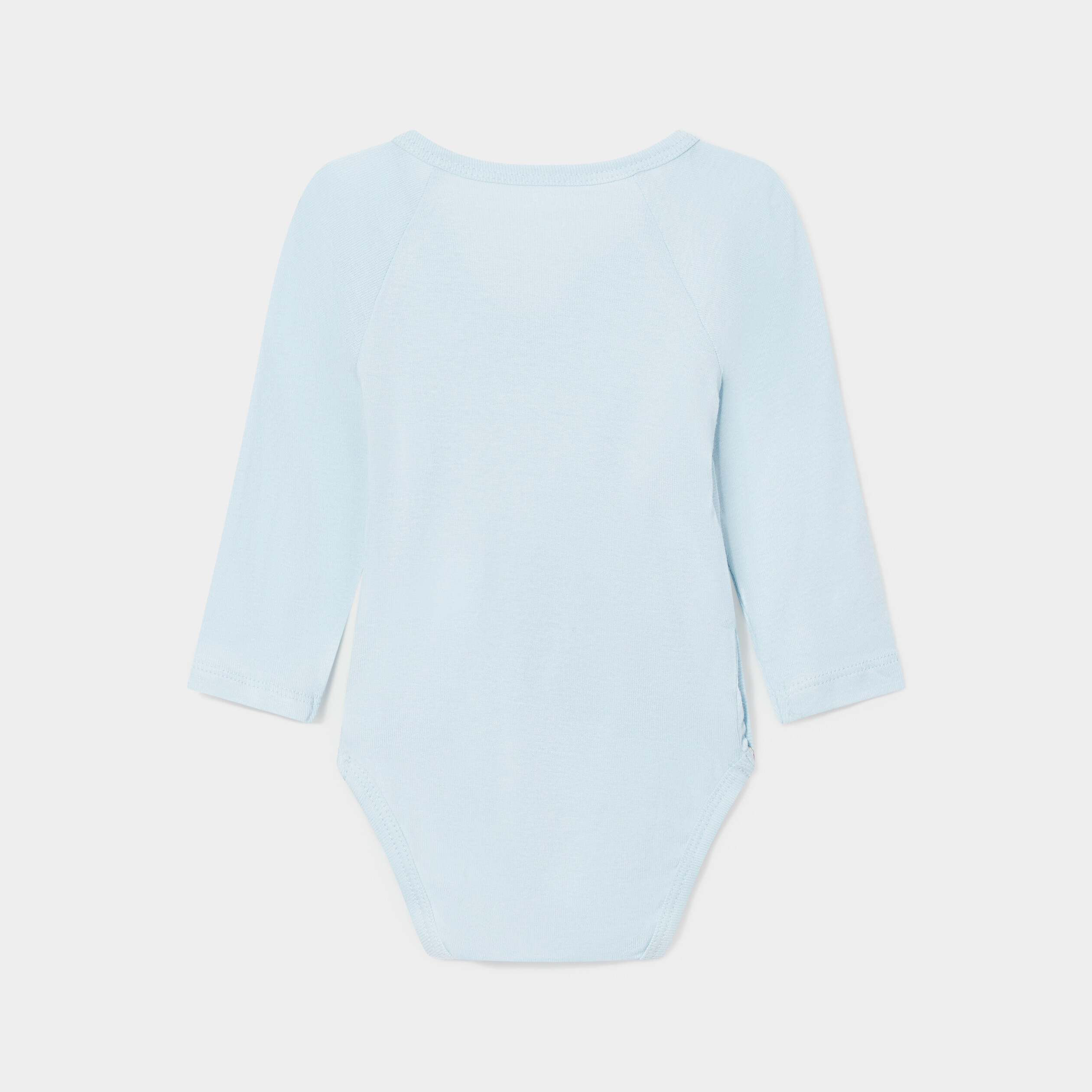 Lot 3 bodies coton manches longues bleu bébé garçon | La Halle
