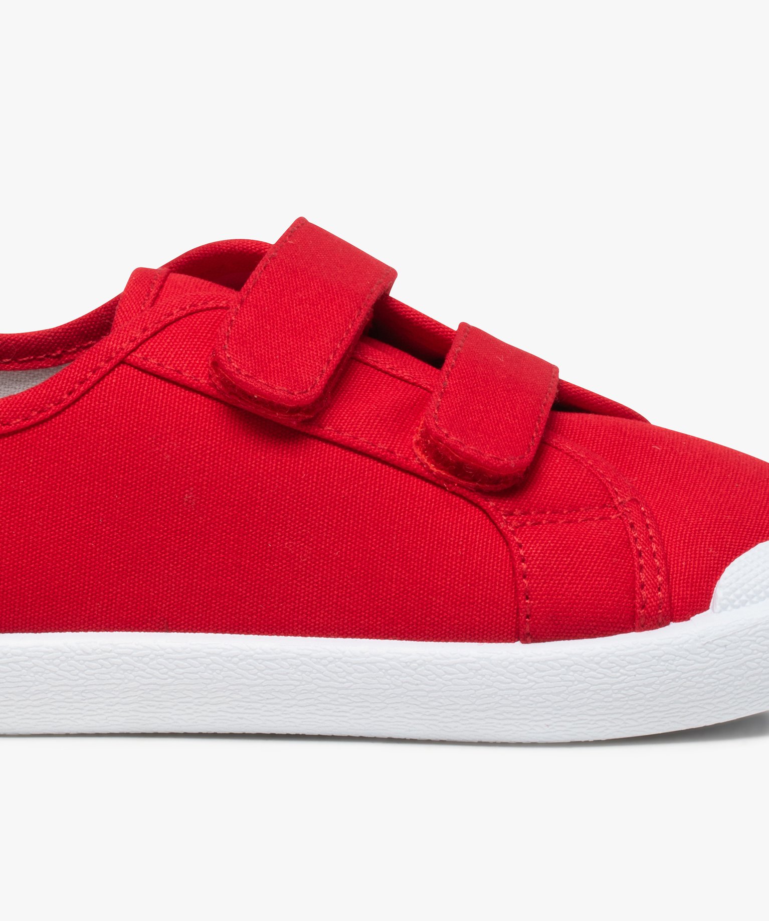 Baskets Garçon en toile unie à bout renforcé et scratchs rouge | GEMO