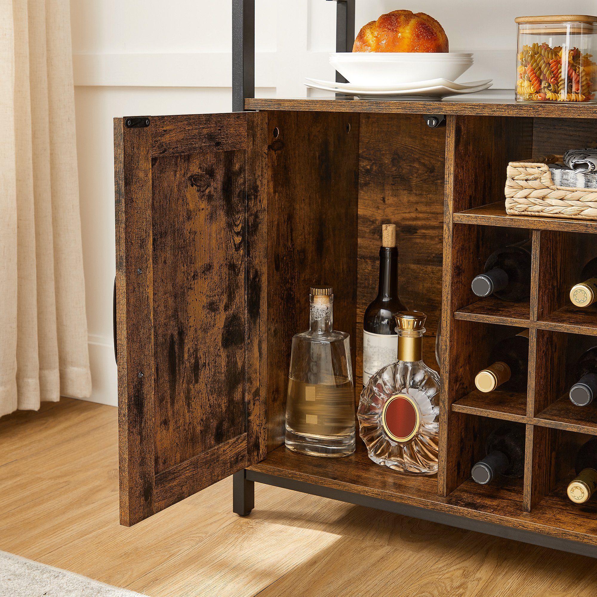 VASAGLE Sideboard Küchenschrank, 100 x 35 x 81,4 cm, mit 2 Türen, vintage
