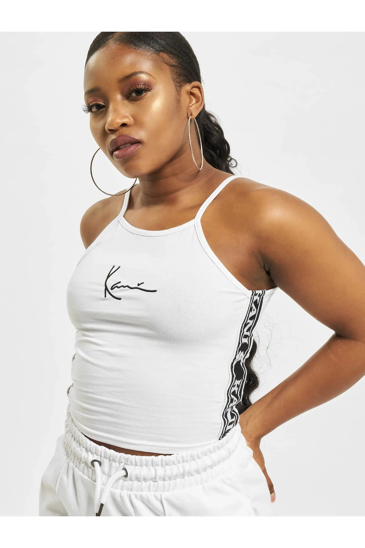 KARL KANI  Damen KKWQ22001WHT Small Signature Tape Top