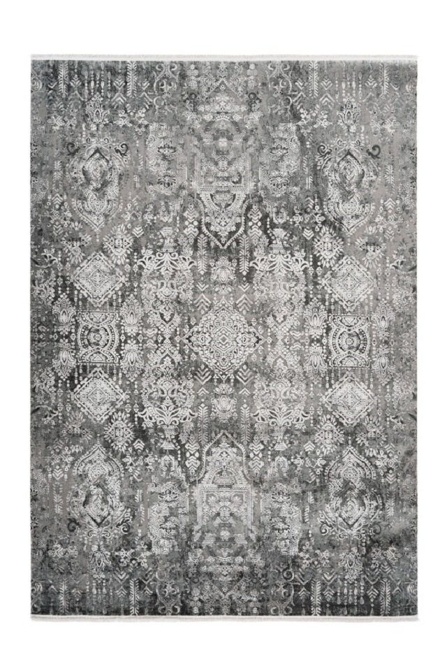 Teppich Teppich modern Design, grau, Pierre Cardin, rechteckig, Höhe: 10 mm, Vintagedesign, Jacquard Muster, 3D Effekt, mit Fransen, für Wohnzimmer, Esszimmer, Schlafzimmer, Garderobe & Flur, Gästezimmer, Arbeitszimer