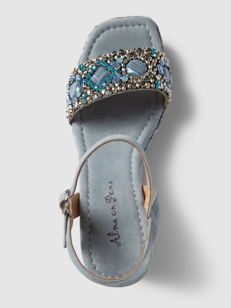 Wedges mit Ziersteinbesatz in hellblau