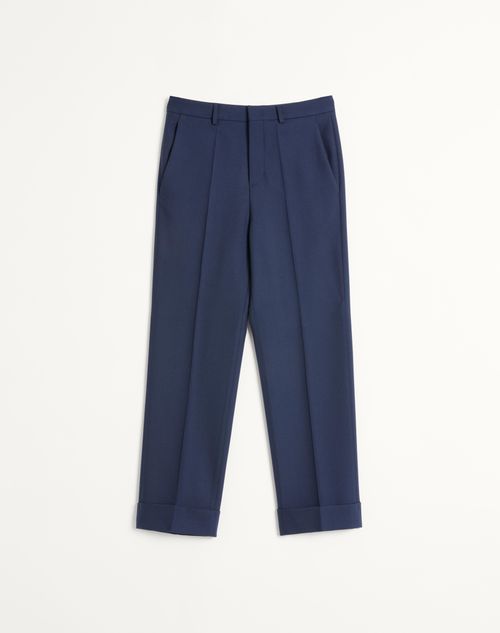 Wollen gabardinebroek met omslagen
