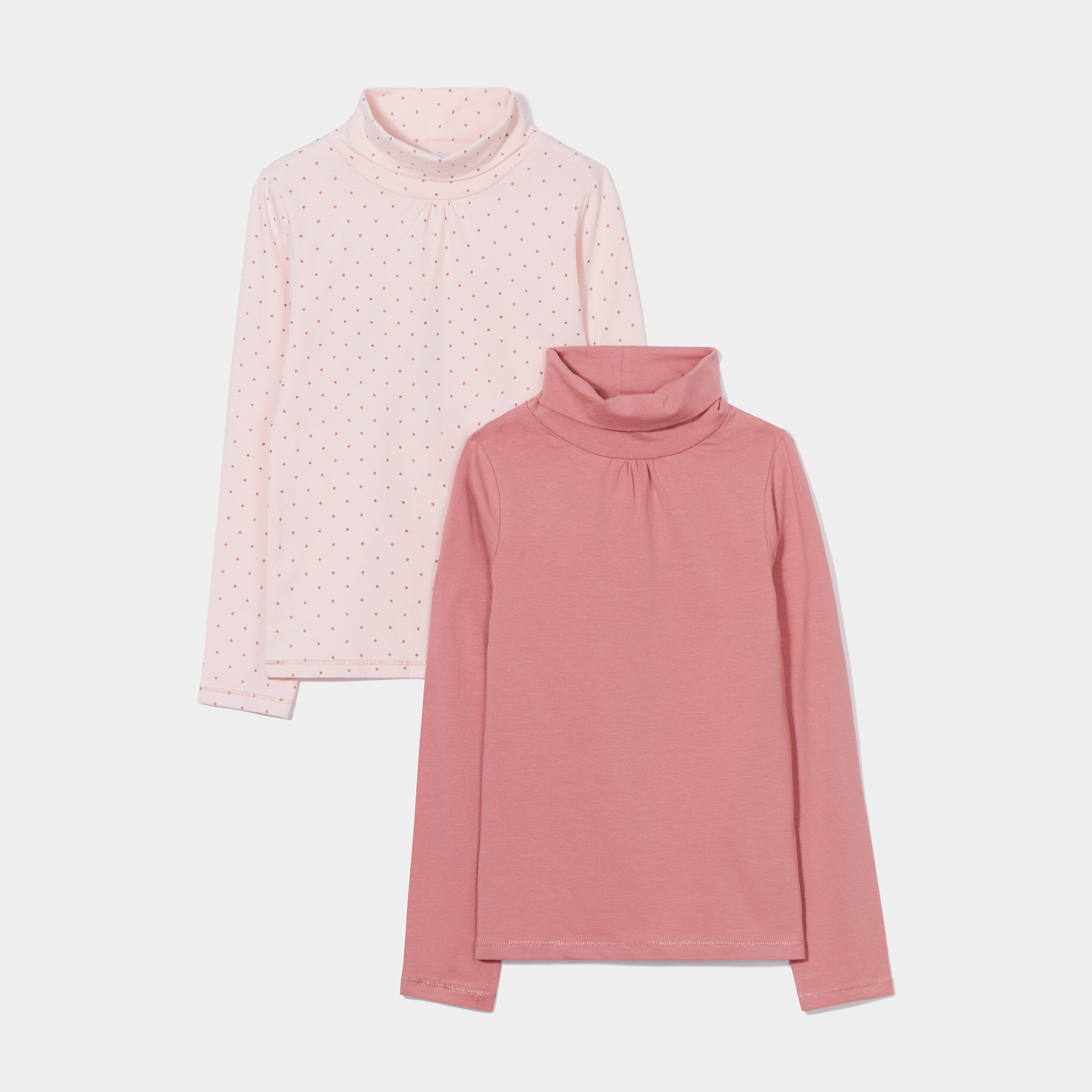 Lot 2 t-shirts col roulé rose clair fille | La Halle