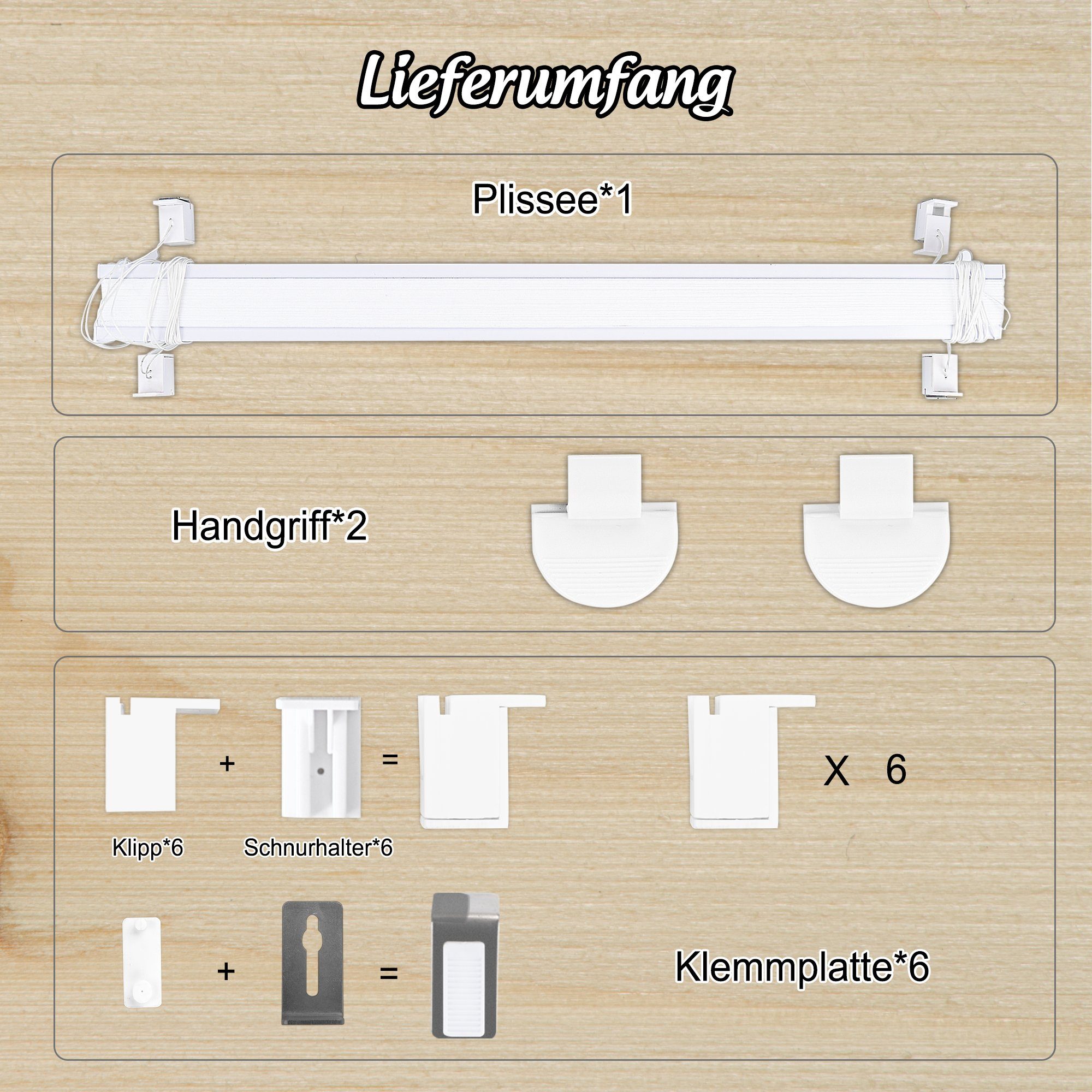 Plissee Plissee Faltrollo Jalousie mit Klemmträger Sonnenschutzrollo, Homewit, Beidseitig Einstellbar, Klemmfix, Blickdicht, Lichtschutz