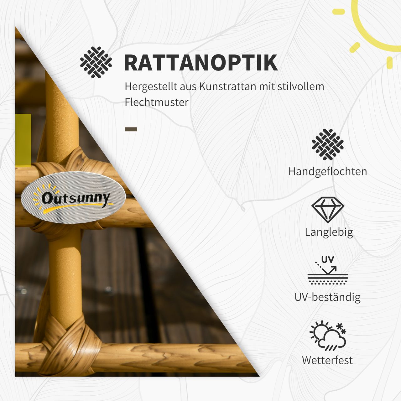 Outsunny 4 tlg. Rattan Gartenmöbel-Set Sitzgruppe mit Kissen für Garten