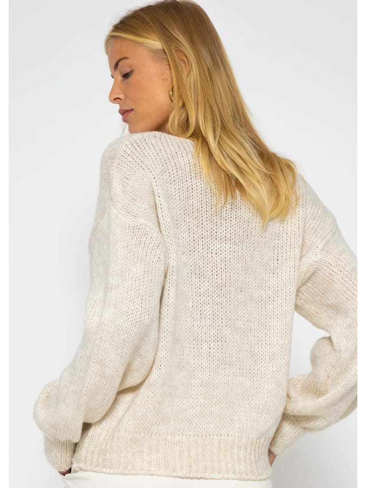 SASSYCLASSY Pullover mit V-Ausschnitt in beige günstig kaufen