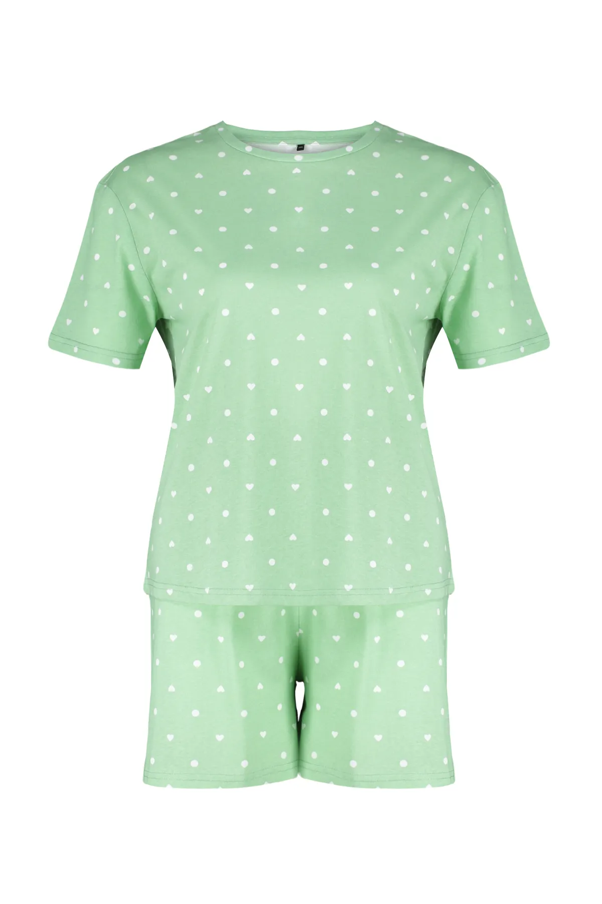 Trendyol Curve  Gestricktes Pyjama-Set mit Herzmuster in Mintgrün TBBSS24AI00025