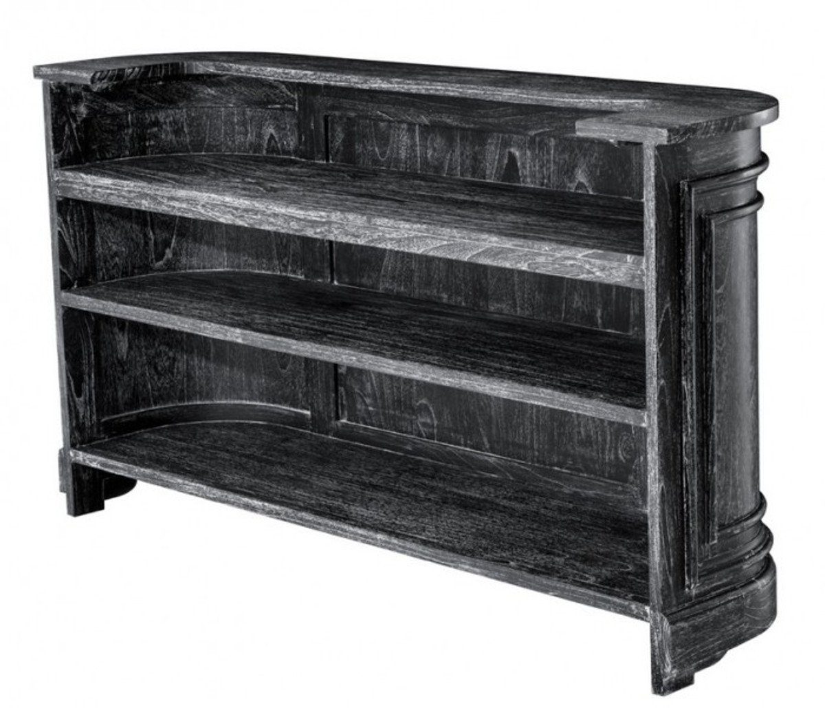 Casa Padrino Barschrank Vintage Look Theken Schrank 190 cm Theke Schwarz Washed Antik Stil - Ladentheke Ladeneinrichtung