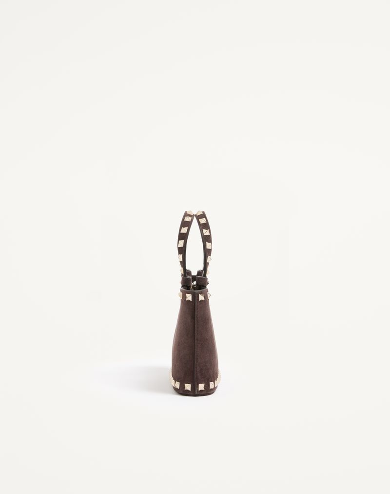 Mini sacola de compras Rockstud em camurça