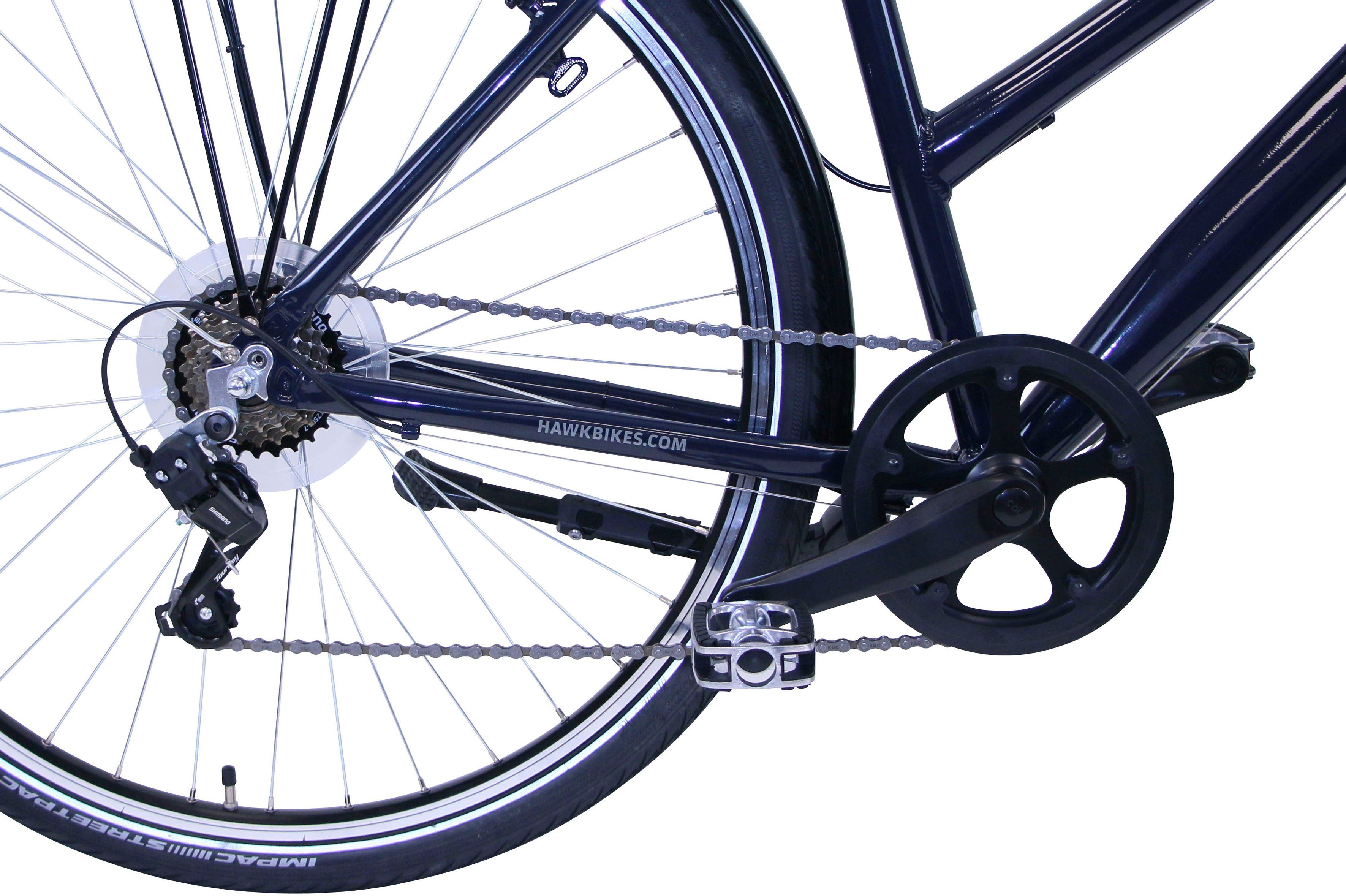 HAWK Bikes Cityrad CITYTREK EASY BLUE LADY, 7 Gang Shimano Tourney Schaltwerk, Kettenschaltung