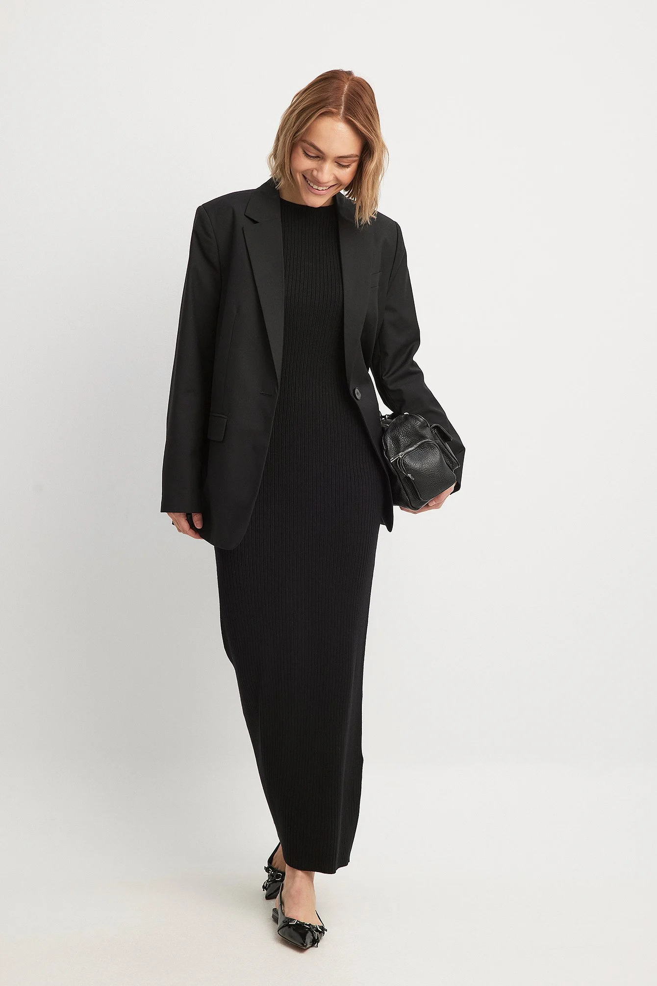 Geripptes Maxikleid aus Feinstrick