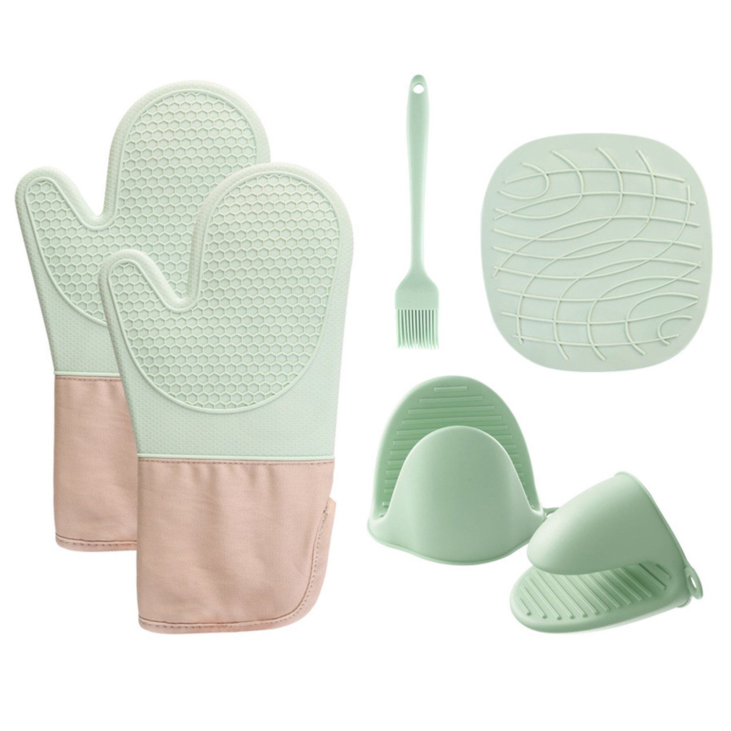 MAGICSHE Topfhandschuhe Silikon Ofenhandschuhe mit Baumwollfutter, Hitzebeständige Küchenhandschuhe