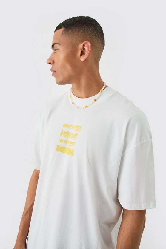 Oversize T-Shirt mit Moto Print