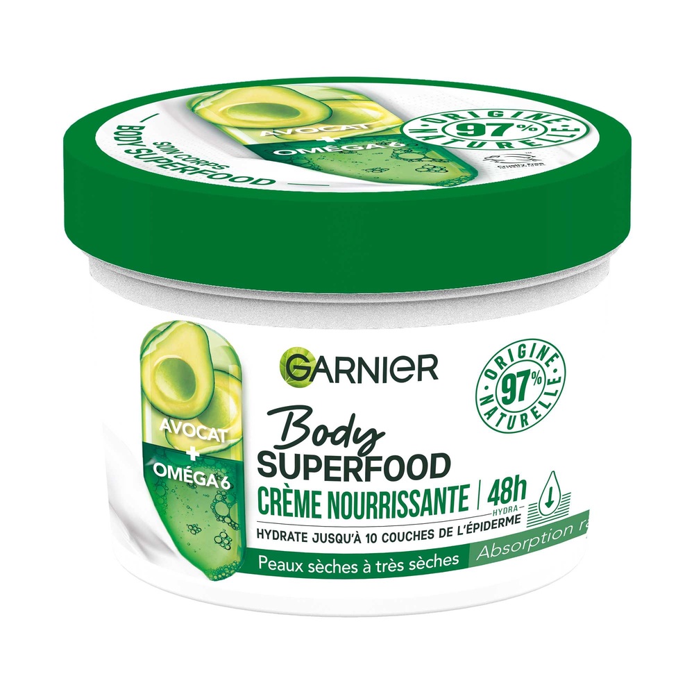 garnier Garnier Body Superfood Crème nourrissante Avocat Oméga 6 380ml Crème corps nourrissante Avocat Oméga 6