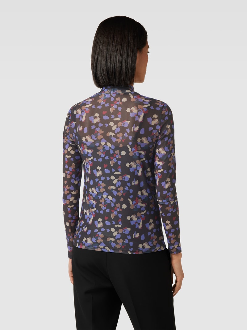 Semitransparentes Longsleeve mit Stehkragen Modell 'VIVOLETTIS' in schwarz