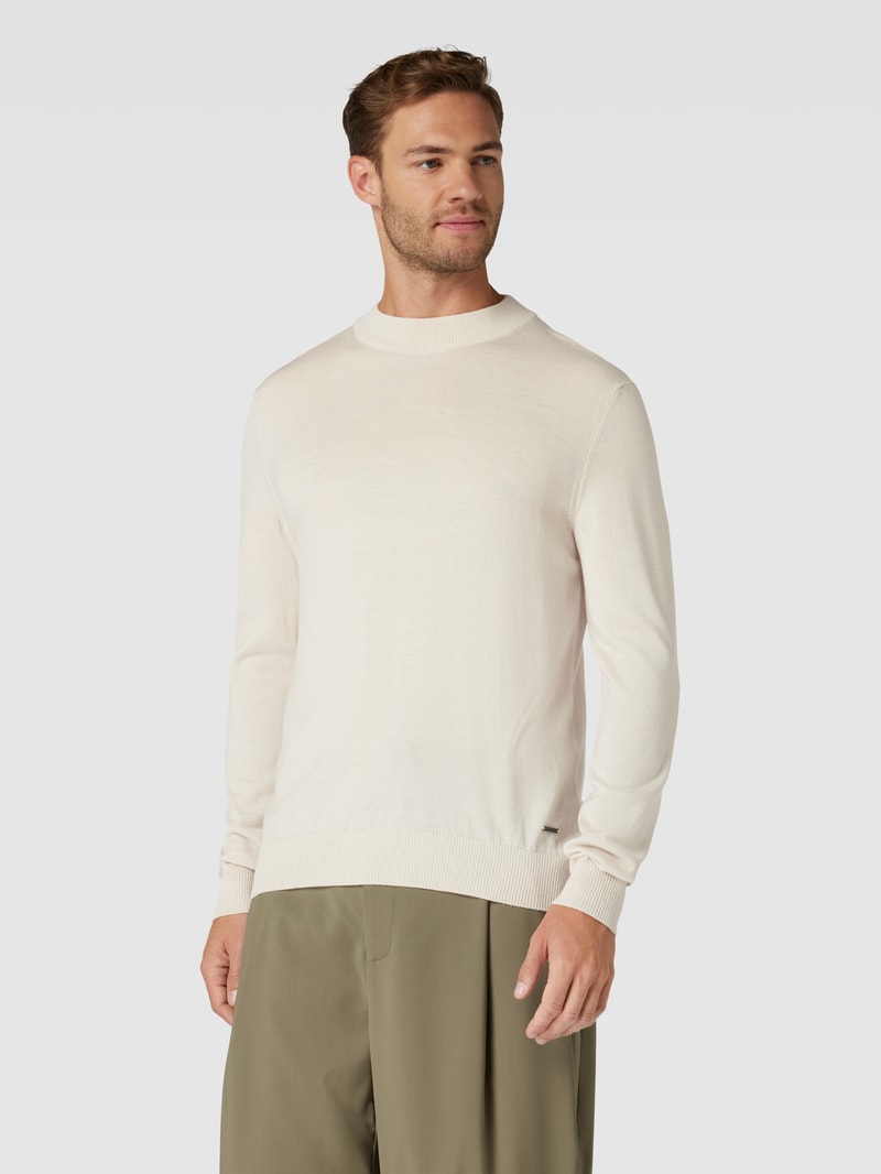 Strickpullover mit Rundhalsausschnitt Modell 'Davide' in offwhite