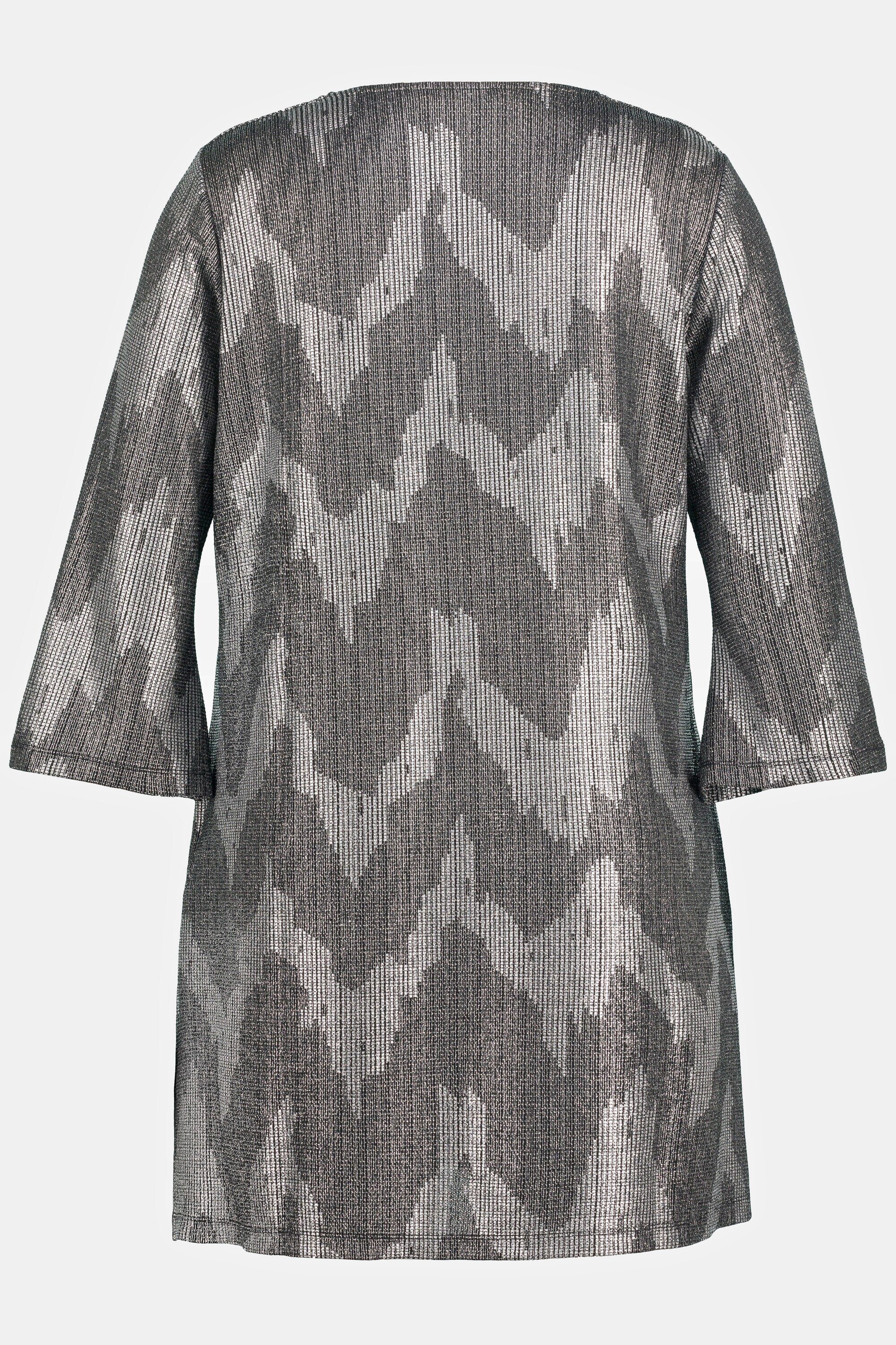 Ulla Popken Tunika Tunika Metallic-Druck Tunika-Ausschnitt 3/4-Arm
