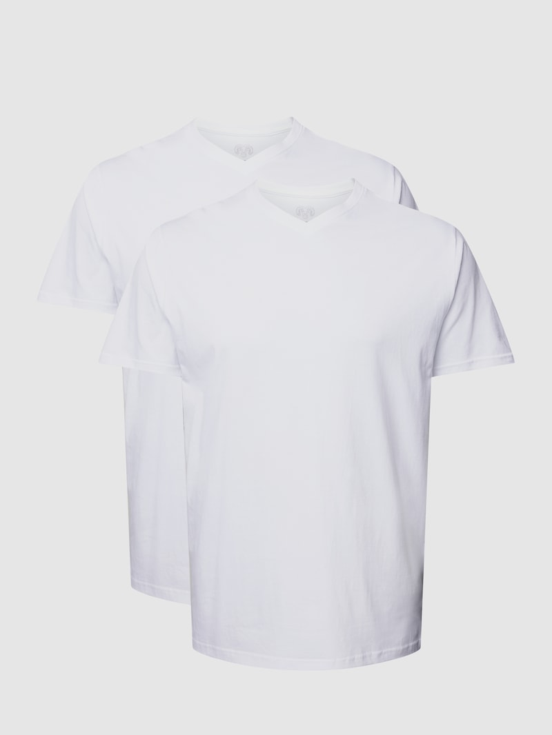 PLUS SIZE T-Shirt mit V-Ausschnitt Modell 'MAVERICK' in weiß