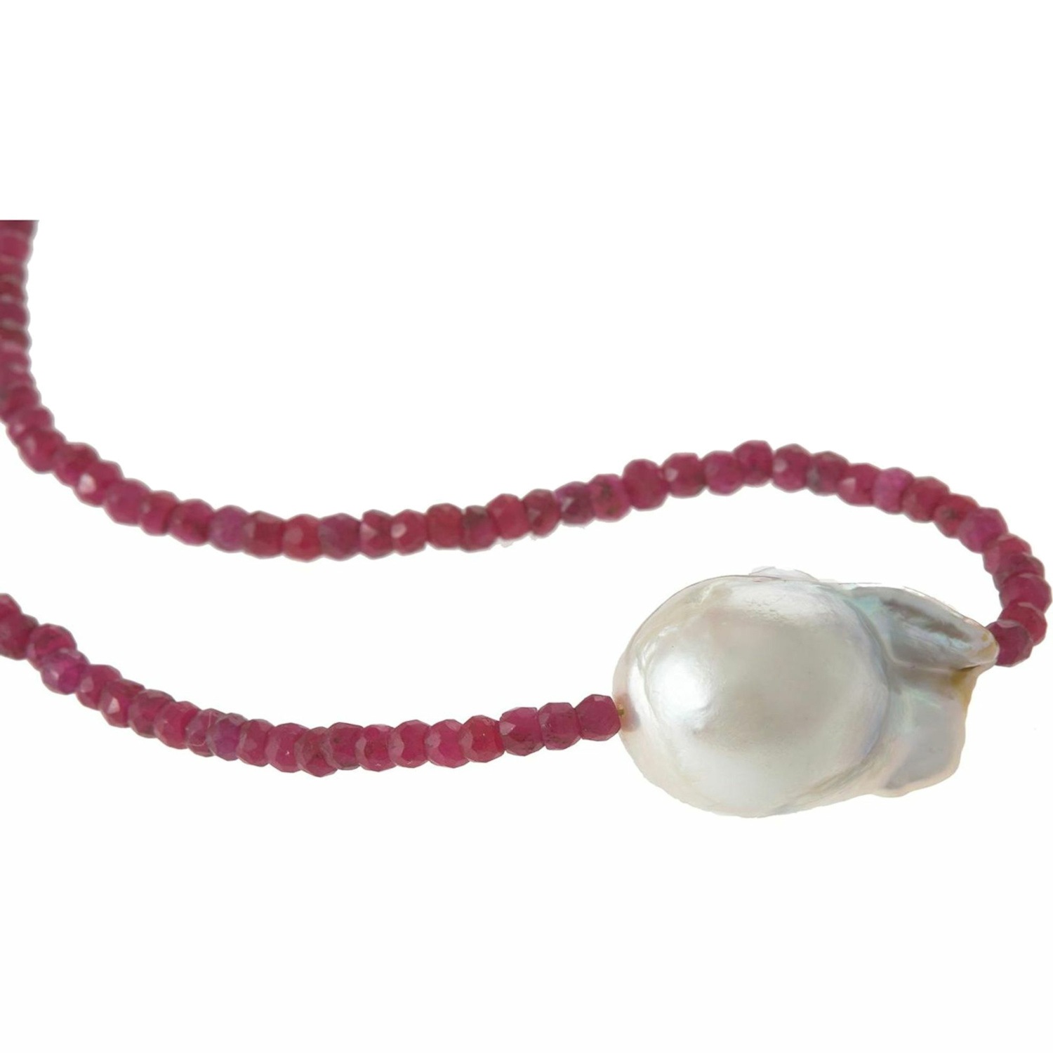 Perlenkette 'Rubin und Barock Zuchtperle'