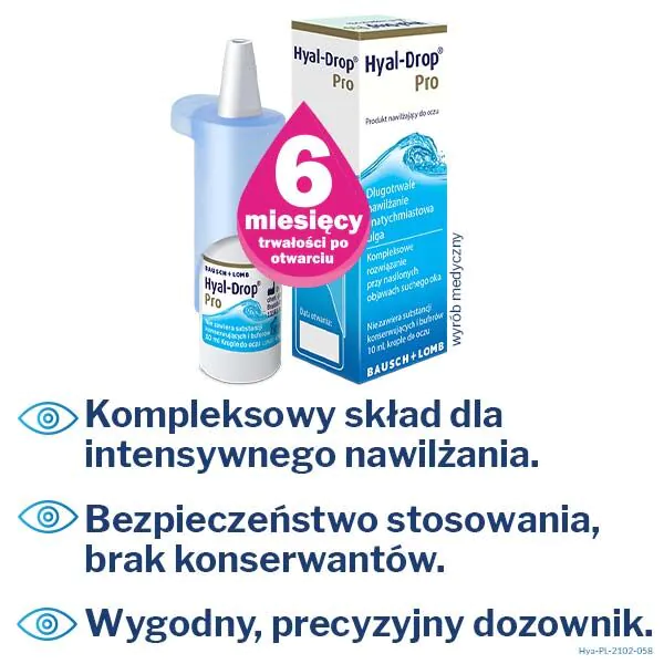 Hyal-Drop Pro, hidratantne kapi za oči, 0,24% natrijum hijaluronat