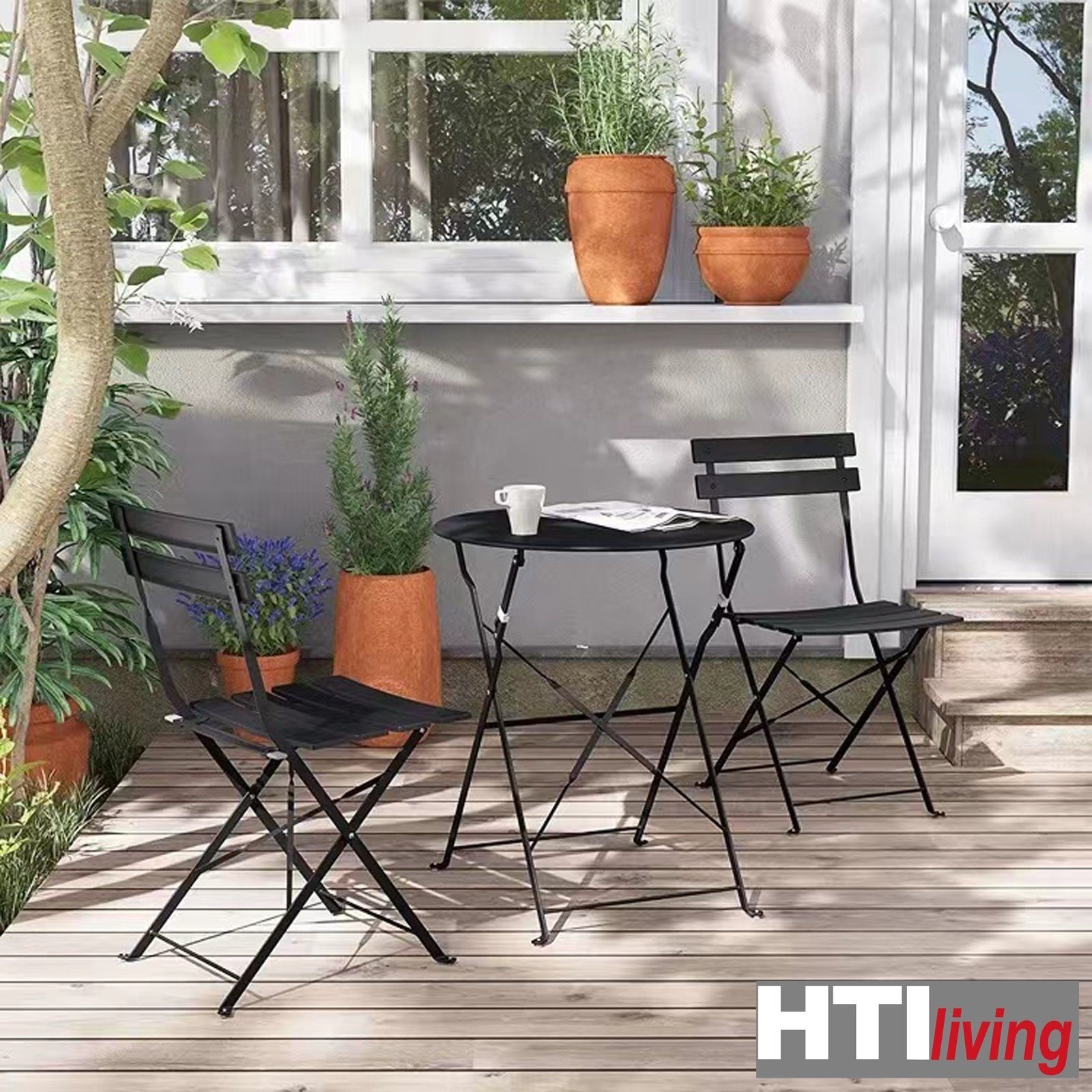 HTI-Living Balkonset Balkonmöbel Cavo, (Set, 3-tlg), Klapptisch Klappstühle 2 Personen Bistroset