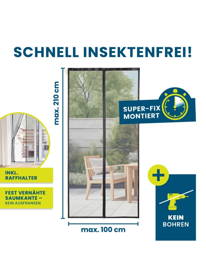 HOBERG Hoberg Tür-Insektenschutz - 100 x 210 cm - Schwarz günstig kaufen onesize