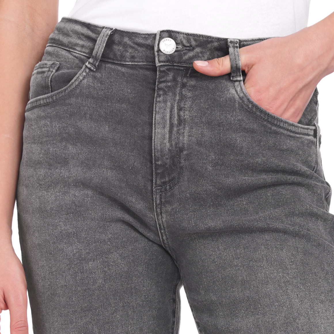 Damen Mom-Jeans mit Used-Waschung