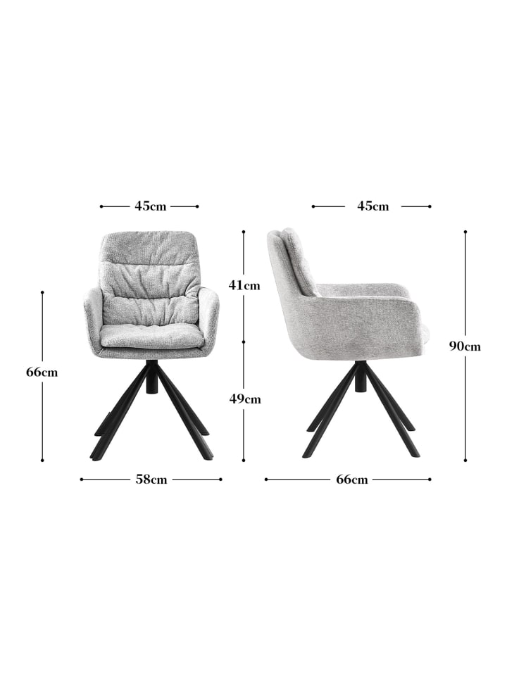 B&D Home Drehstuhl CAZAR in Anthrazit - (B)57,5 x (H)90 x (T)65,5 cm günstig kaufen onesize