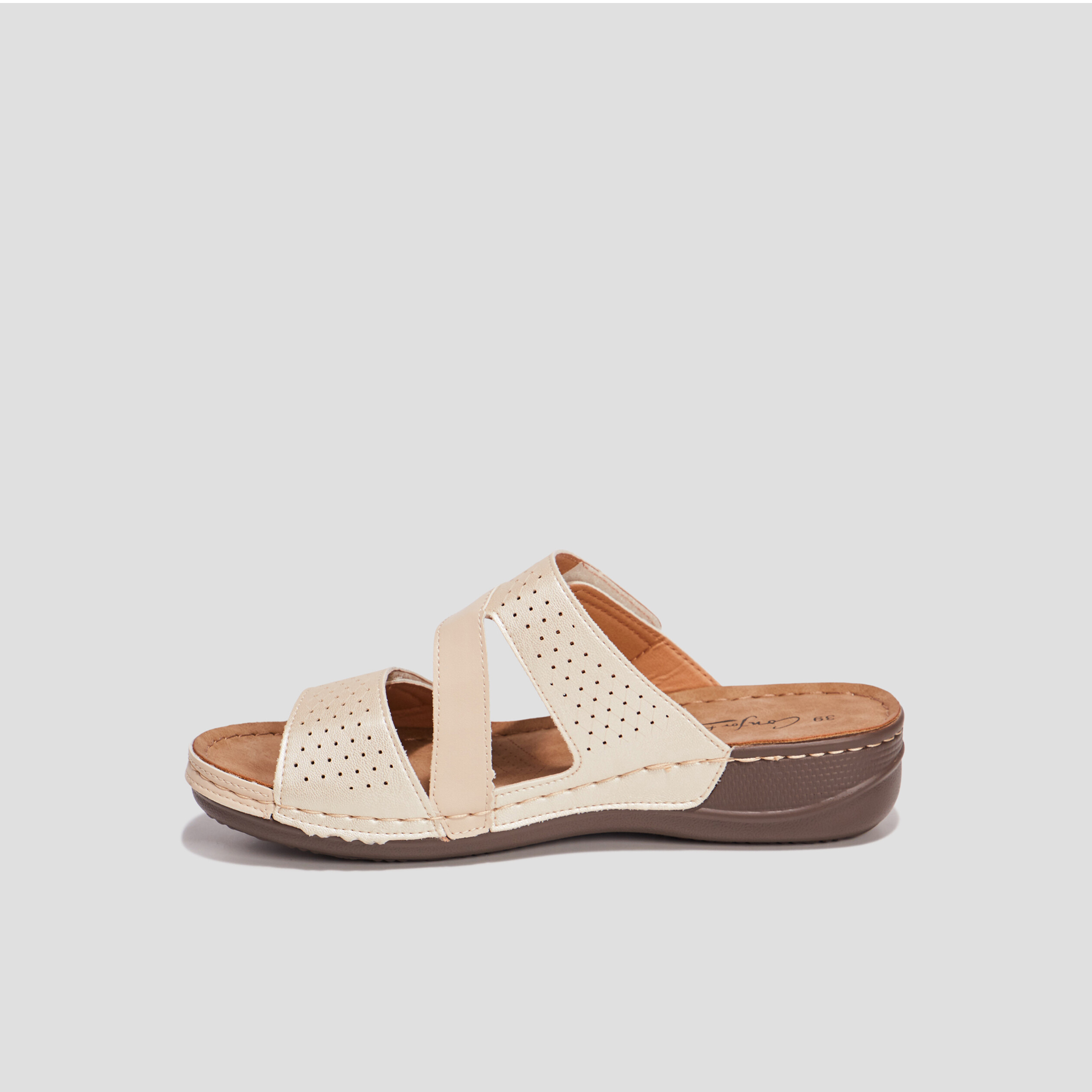 Mules Confort Velcro sable femme | La Halle