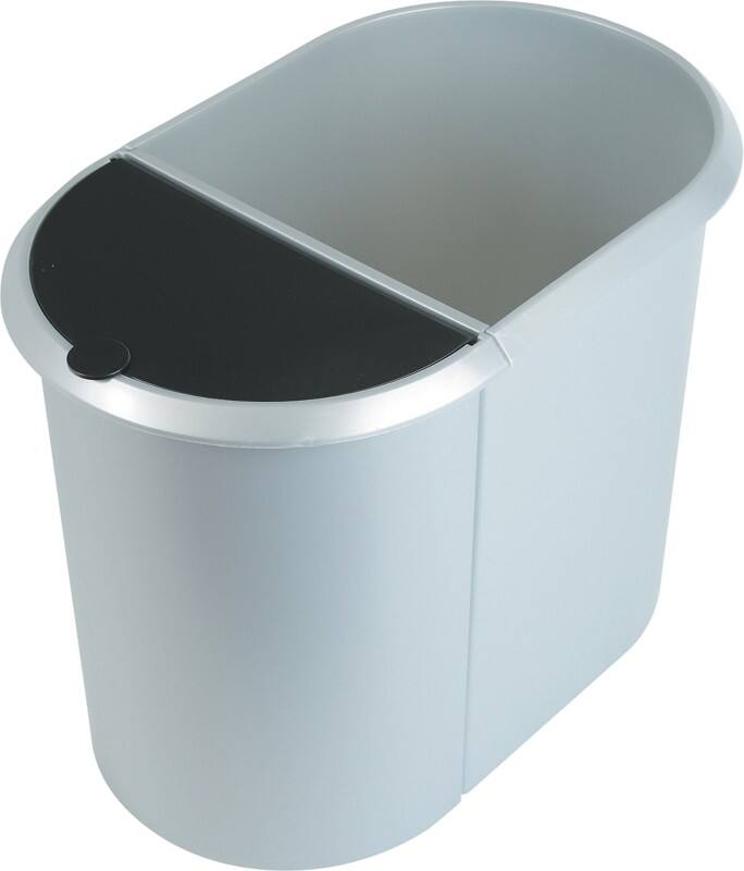 helit Papierkorb Duo System Polyethylen Schwarz, Silber 28 x 28 x 35 cm
