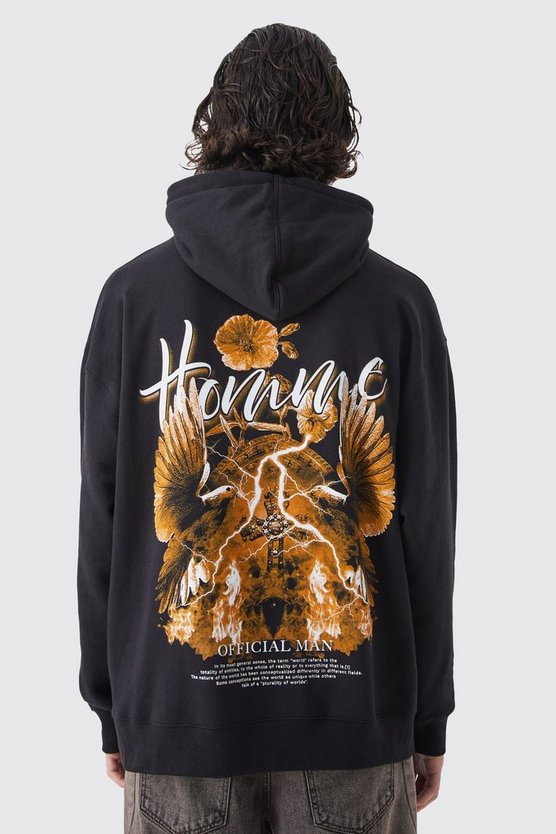 Oversize Hoodie mit Homme Print