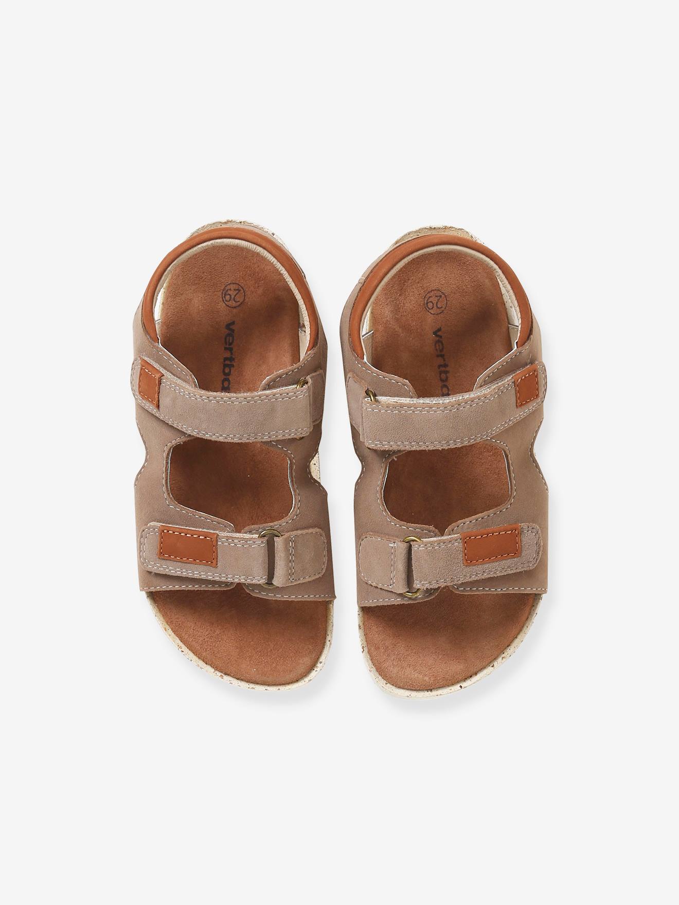 Sandales anatomiques cuir garçon taupe
