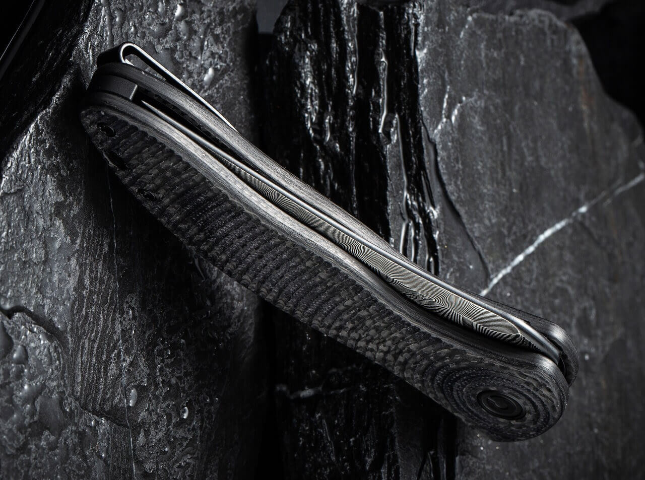 Synergy 3 Damascus G10 CF Black Tanto
