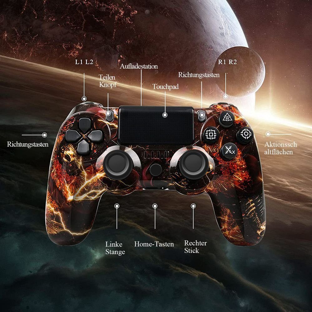 KINSI Gamepad, Game Controller, für PS4, Wireless, Bluetooth PlayStation 4-Controller
