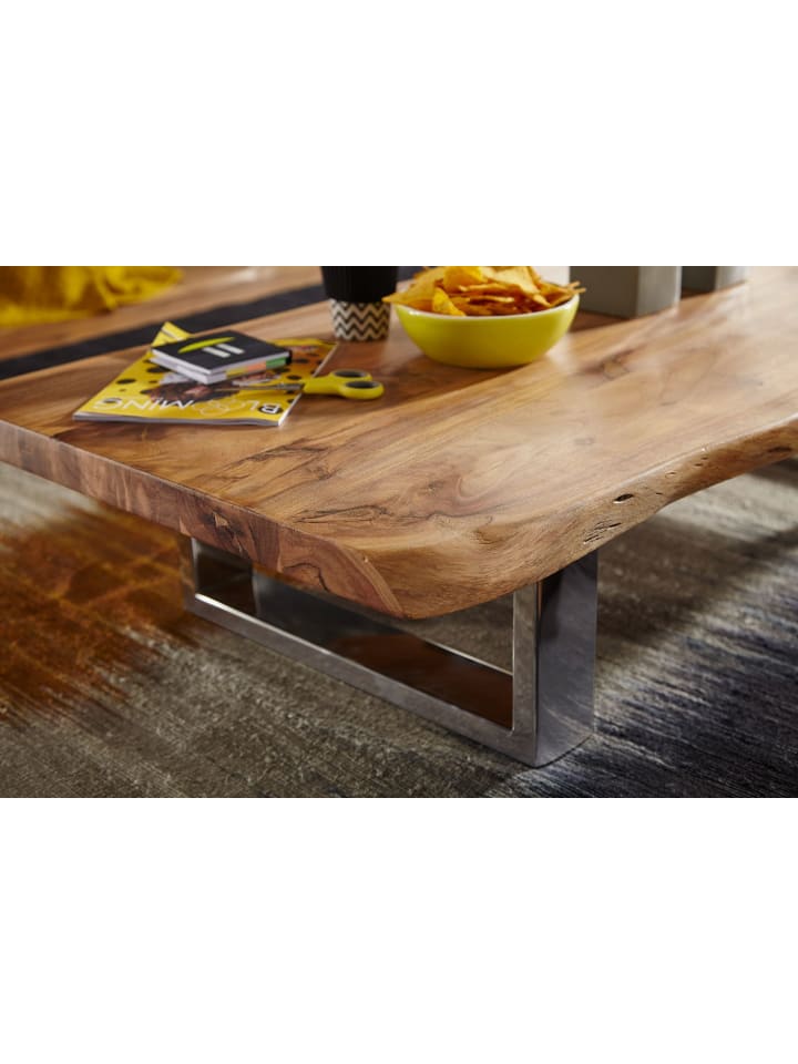 KADIMA DESIGN Massiver Akazienholz Couchtisch, Landhausstil, stabile Metallbeine günstig kaufen onesize