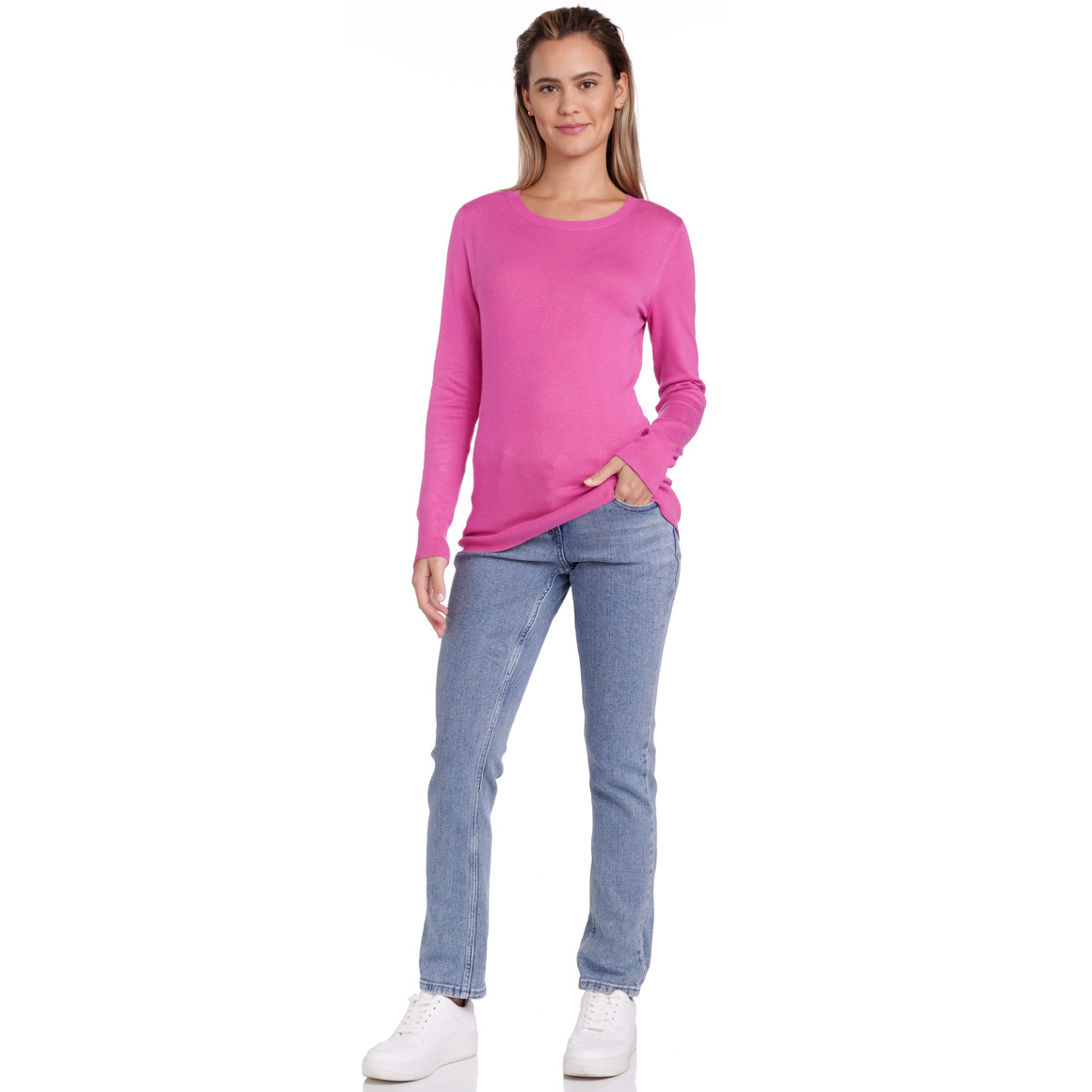 Damen Feinstrickpullover mit Rundhals
