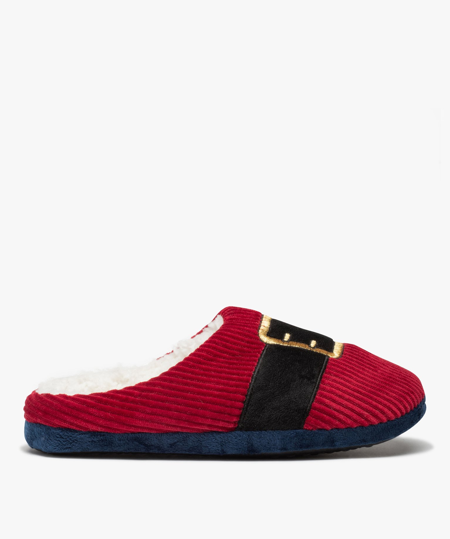 Chaussons homme mules en velours Père Nol rouge fonce | GEMO