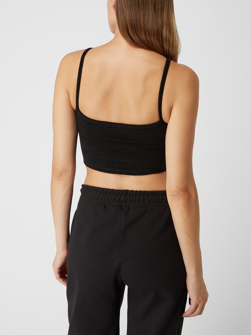 Crop Top aus Frottee in schwarz
