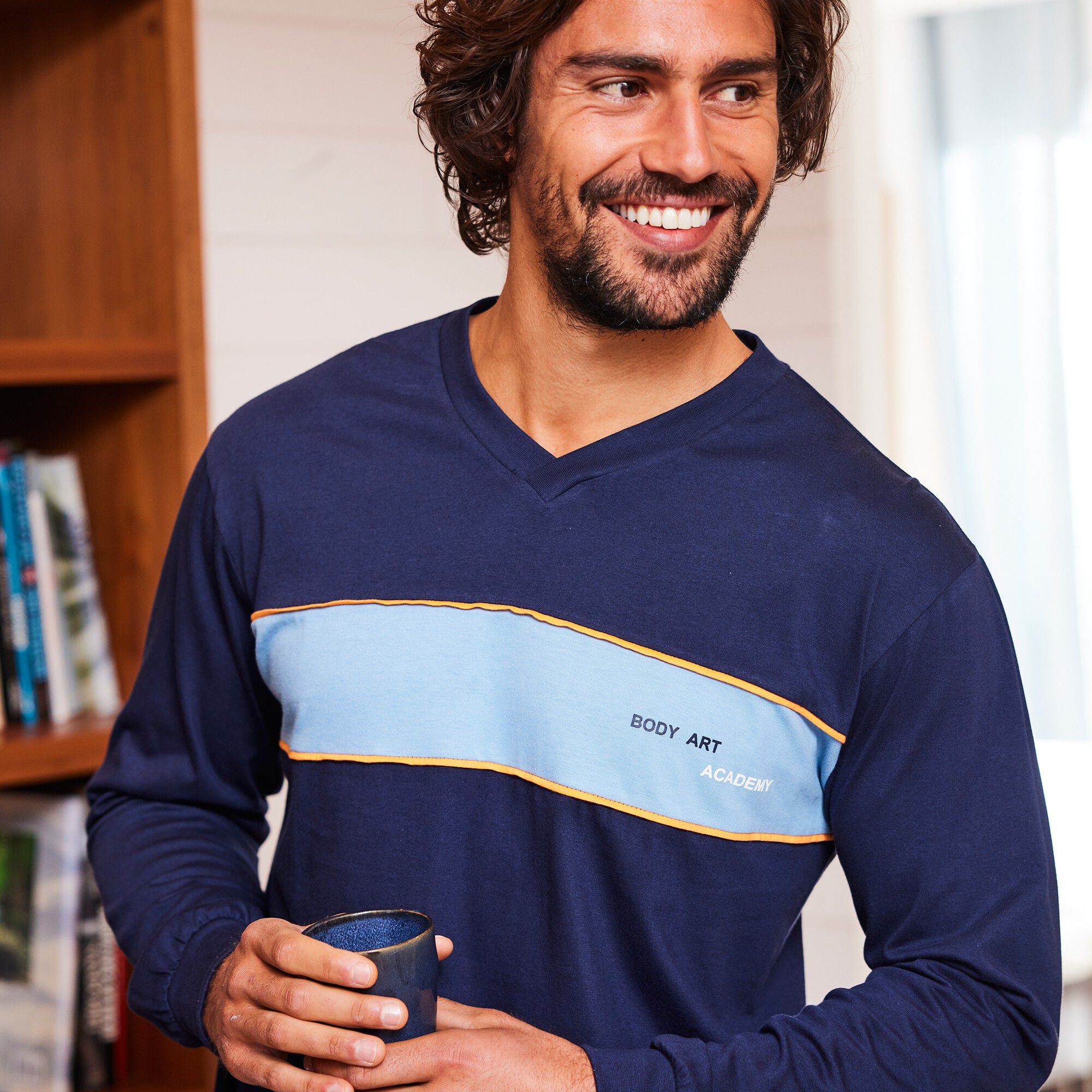 Pyjama pantalon bande poitrine maille jersey