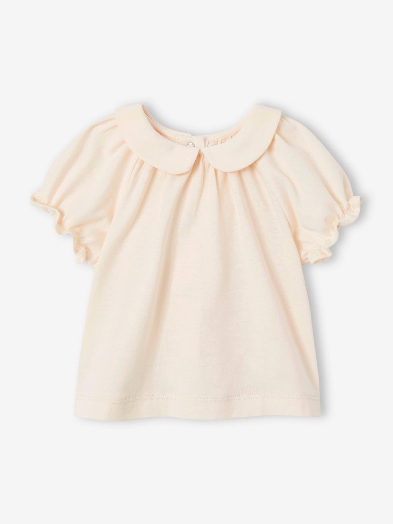 Vertbaudet Mädchen Baby-Set: T-Shirt, Kurzoverall & Haarband, personalisierbar - altrosa