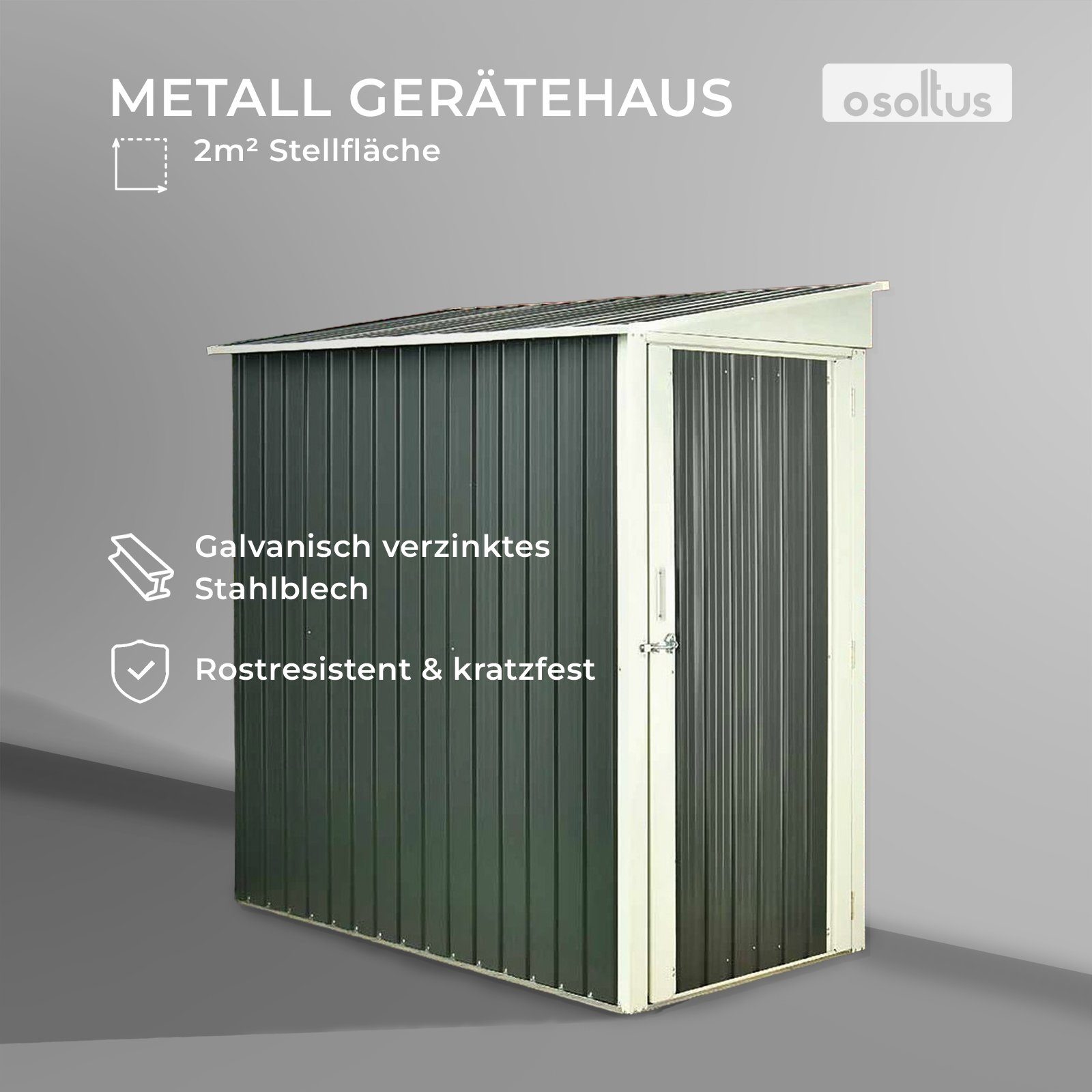 osoltus Vordach osoltus Metall Gerätehaus Fahrradgarage Geräteschuppen 2m²