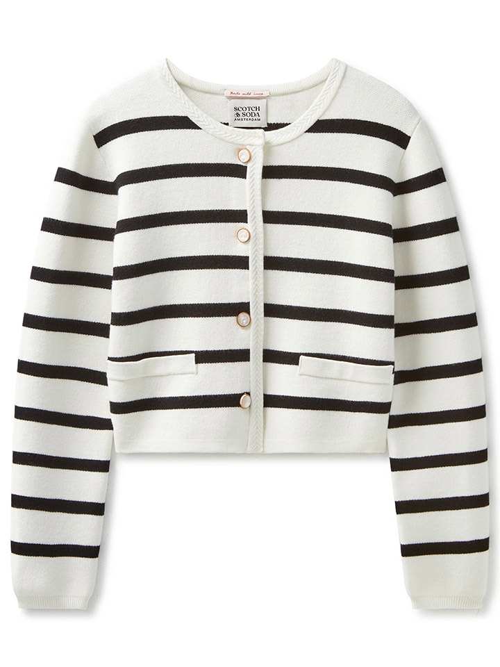 Scotch & Soda Cardigan in Weiß/ Schwarz günstig kaufen