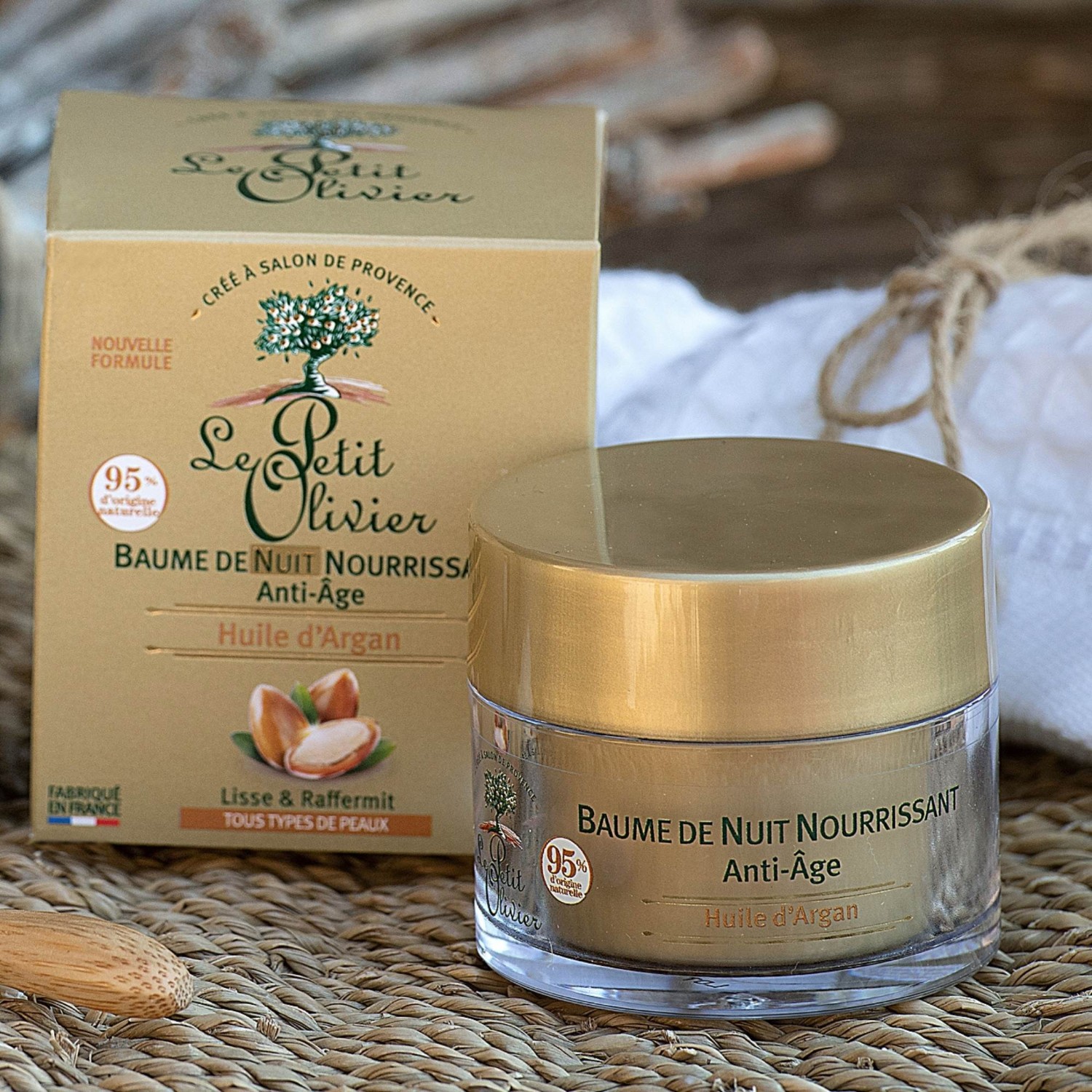 Balsamo notte nutriente anti-età Le Petit Olivier con olio di argan