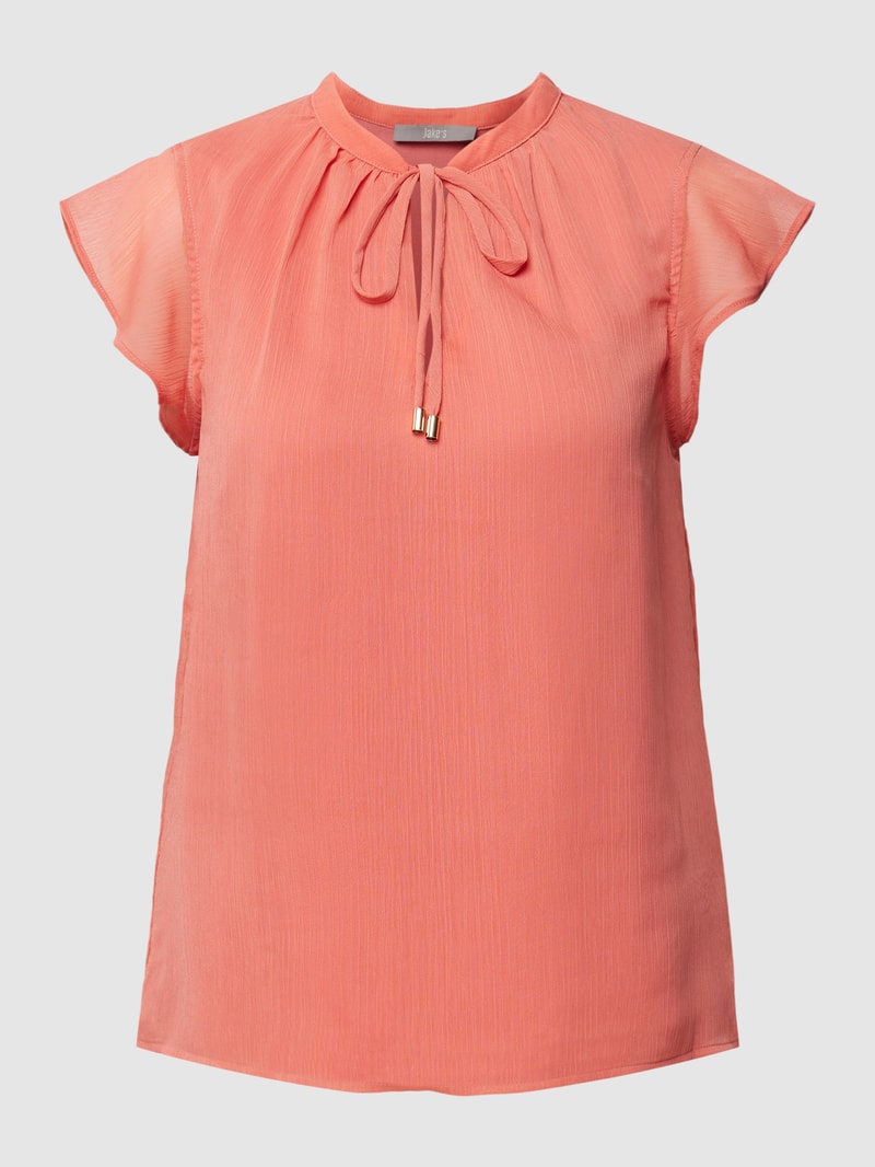 Bluse mit Schlüsselloch-Ausschnitt in hellrot